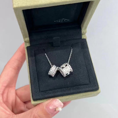 [Lumina]PERLEE DOUBLE PENDANT SILVER DIAMOND NECKLACE