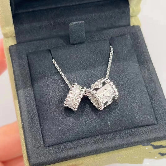 [Lumina]PERLEE DOUBLE PENDANT SILVER DIAMOND NECKLACE