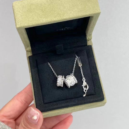 [Lumina]PERLEE DOUBLE PENDANT SILVER DIAMOND NECKLACE