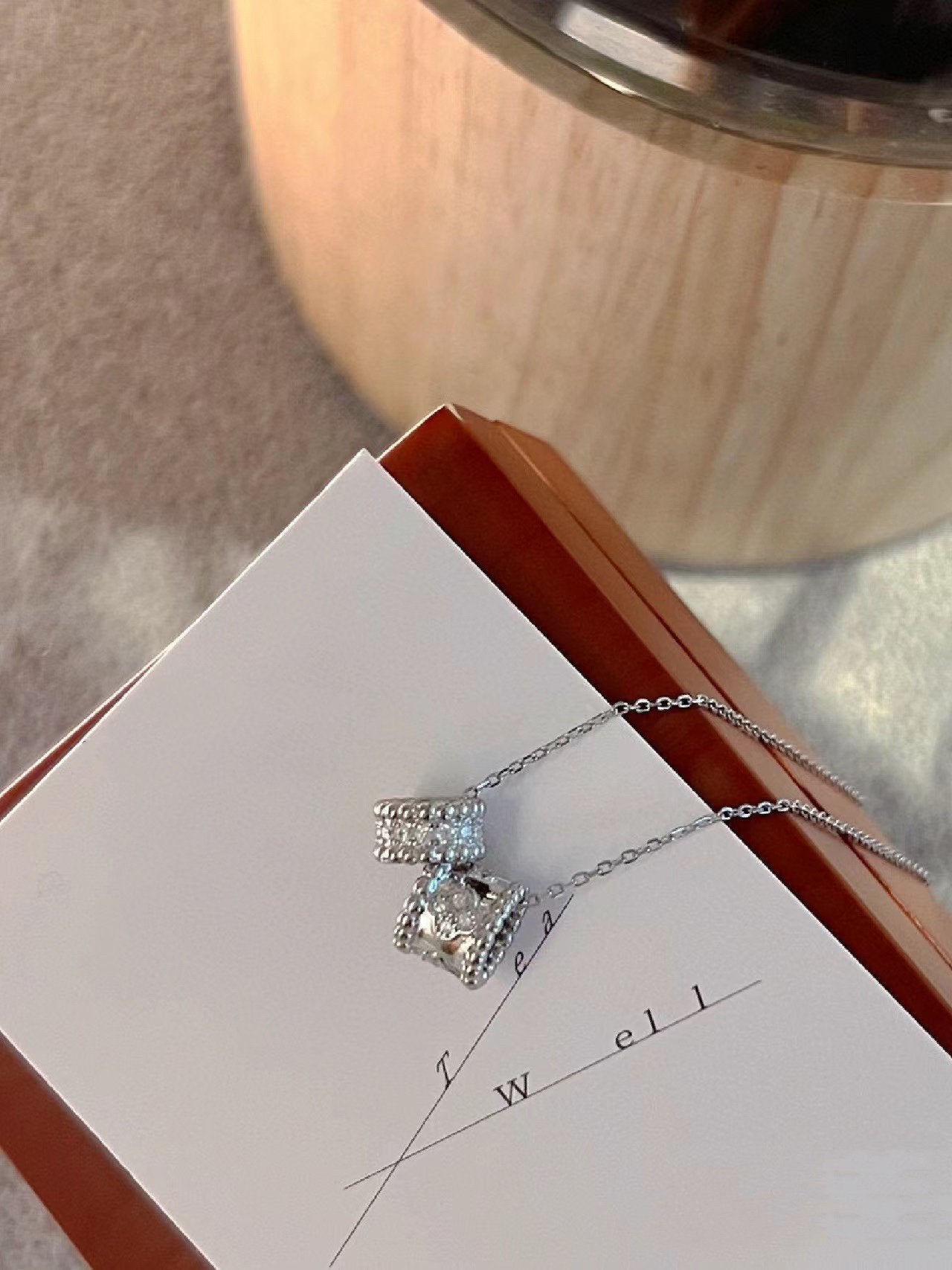 [Lumina]PERLEE DOUBLE PENDANT SILVER DIAMOND NECKLACE