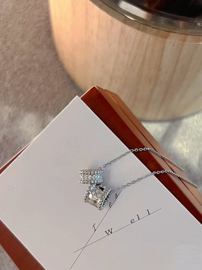 [Lumina]PERLEE DOUBLE PENDANT SILVER DIAMOND NECKLACE