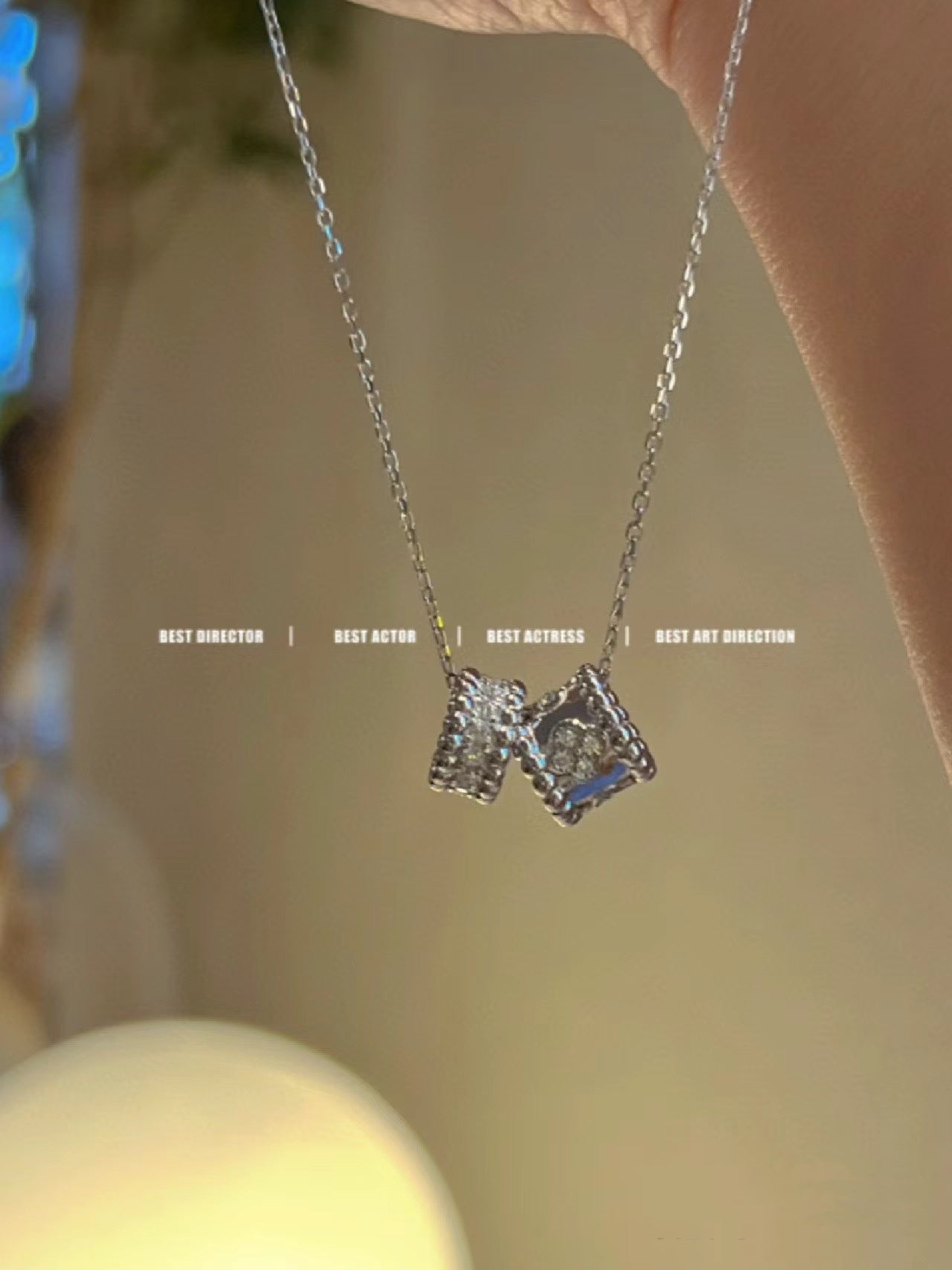 [Lumina]PERLEE DOUBLE PENDANT SILVER DIAMOND NECKLACE