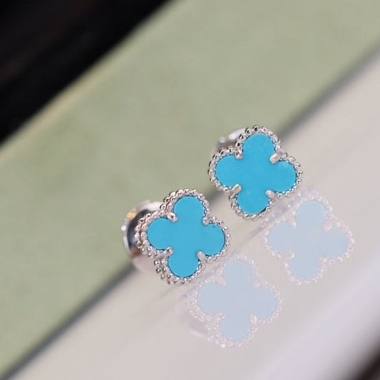 [Lumina]CLOVER MINI TURQUOISE SILVER STUD EARRINGS