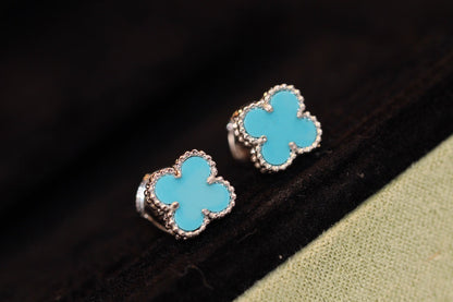 [Lumina]CLOVER MINI TURQUOISE SILVER STUD EARRINGS