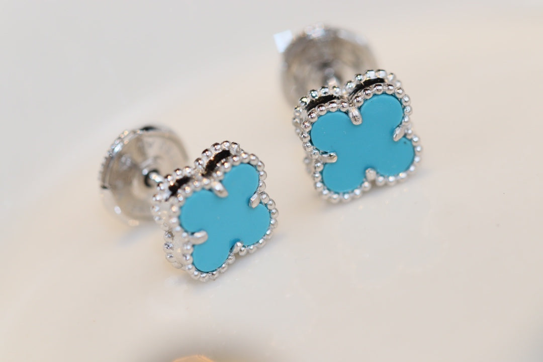 [Lumina]CLOVER MINI TURQUOISE SILVER STUD EARRINGS