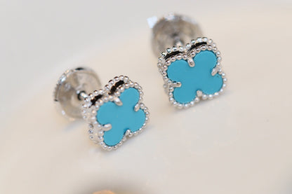 [Lumina]CLOVER MINI TURQUOISE SILVER STUD EARRINGS