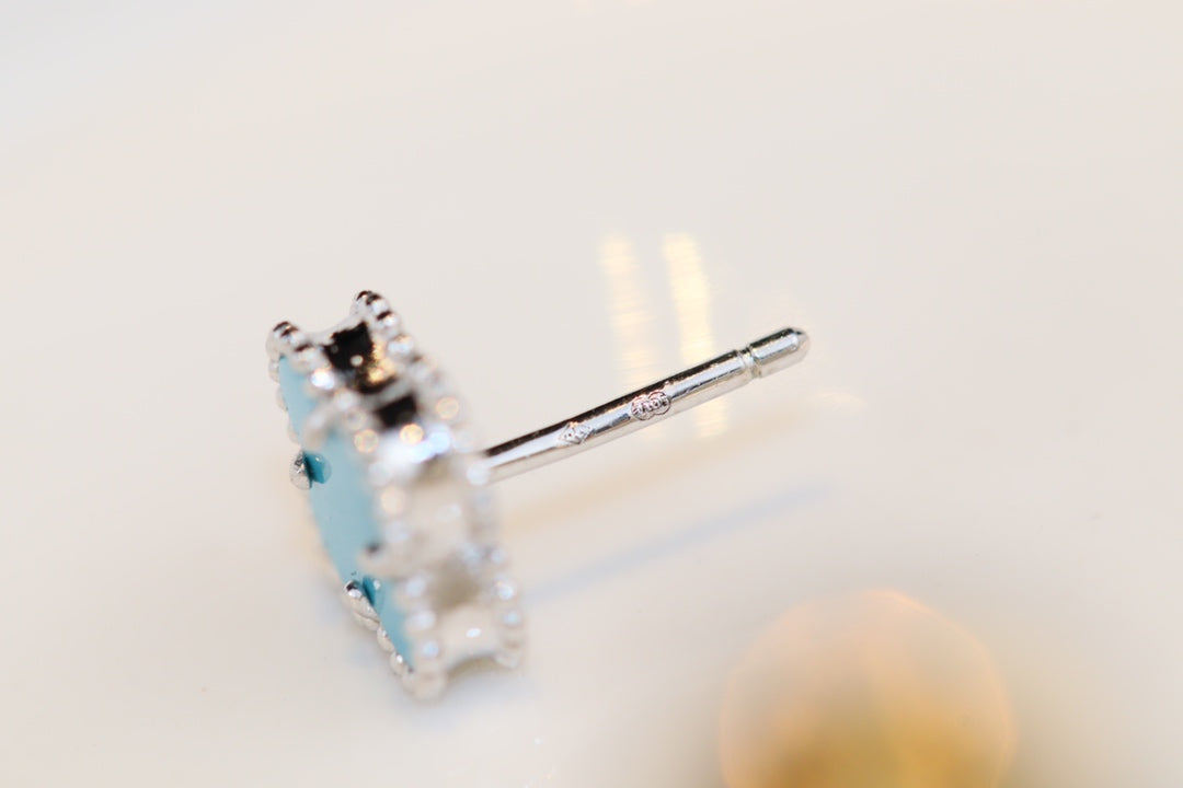 [Lumina]CLOVER MINI TURQUOISE SILVER STUD EARRINGS
