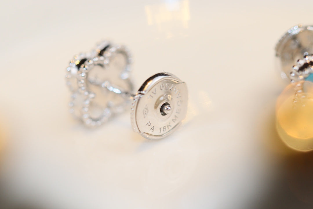 [Lumina]CLOVER MINI TURQUOISE SILVER STUD EARRINGS