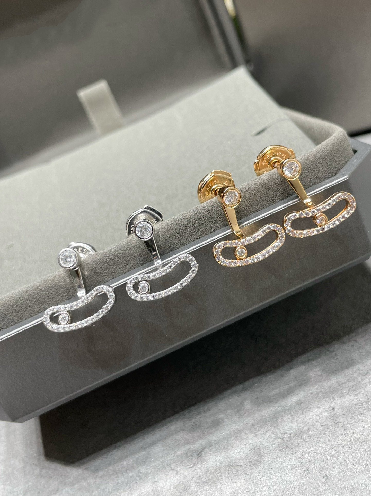 [Lumina]MOVE UNO PINK GOLD DIAMOND EARRINGS