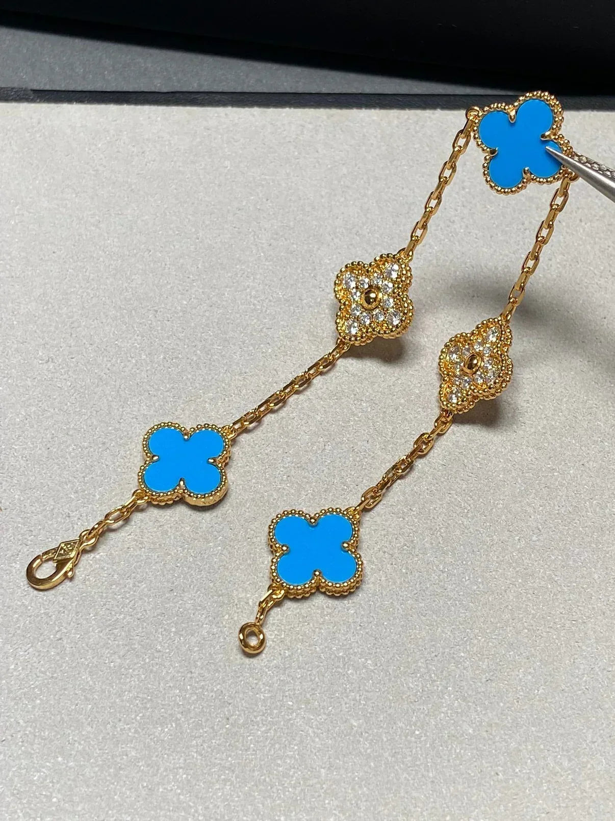 [Lumina] CLOVER 5 MOTIF BLUE AGATE BRACELET COLLECTION