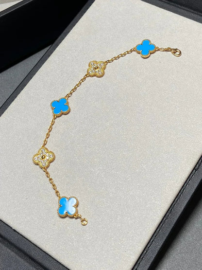 [Lumina] CLOVER 5 MOTIF BLUE AGATE BRACELET COLLECTION