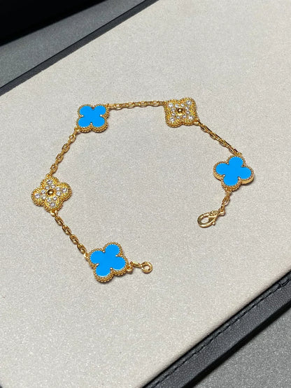 [Lumina] CLOVER 5 MOTIF BLUE AGATE BRACELET COLLECTION