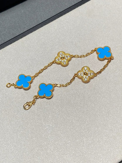 [Lumina] CLOVER 5 MOTIF BLUE AGATE BRACELET COLLECTION