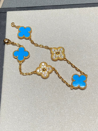 [Lumina] CLOVER 5 MOTIF BLUE AGATE BRACELET COLLECTION
