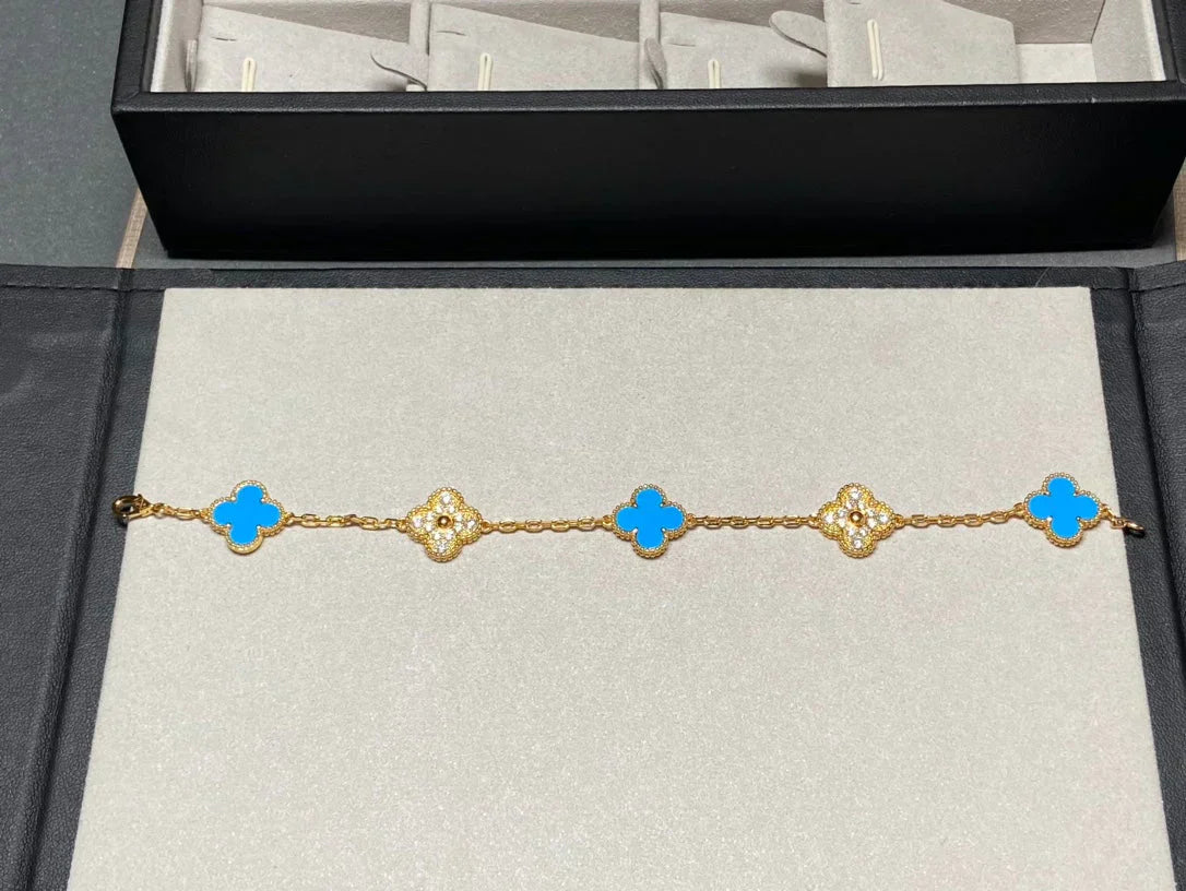 [Lumina] CLOVER 5 MOTIF BLUE AGATE BRACELET COLLECTION