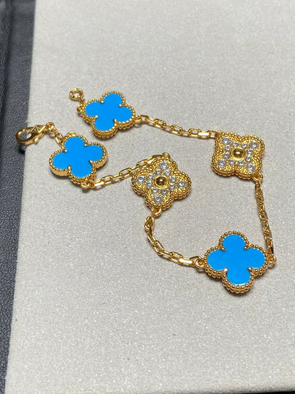[Lumina] CLOVER 5 MOTIF BLUE AGATE BRACELET COLLECTION