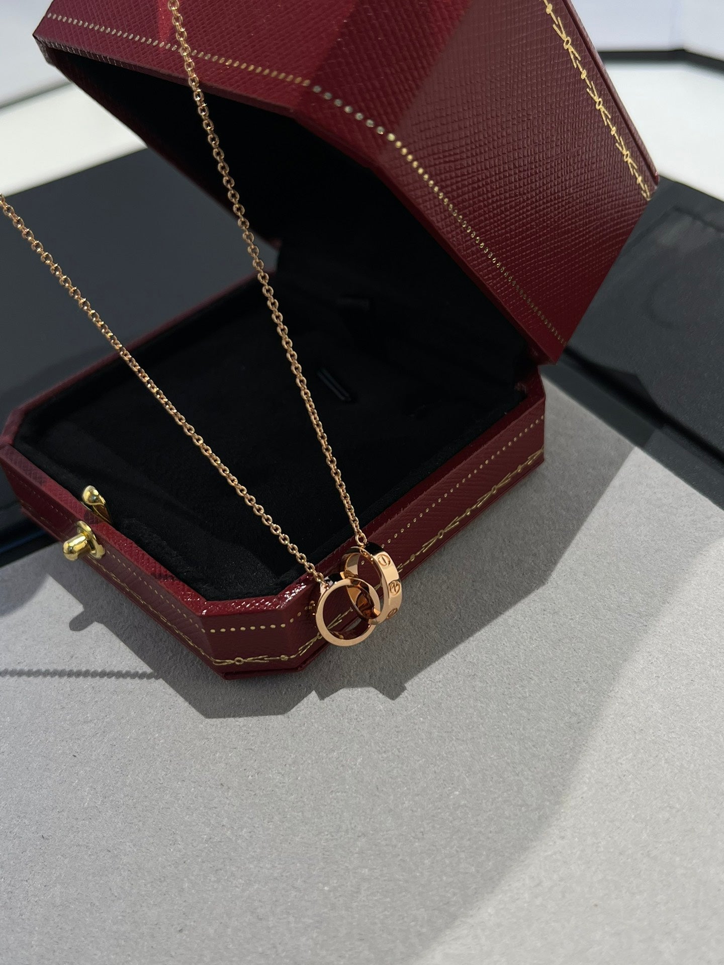 [Lumina]LOVE NECKLACE DOUBLE RING PINK GOLD