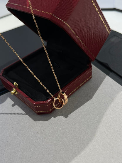 [Lumina]LOVE NECKLACE DOUBLE RING PINK GOLD
