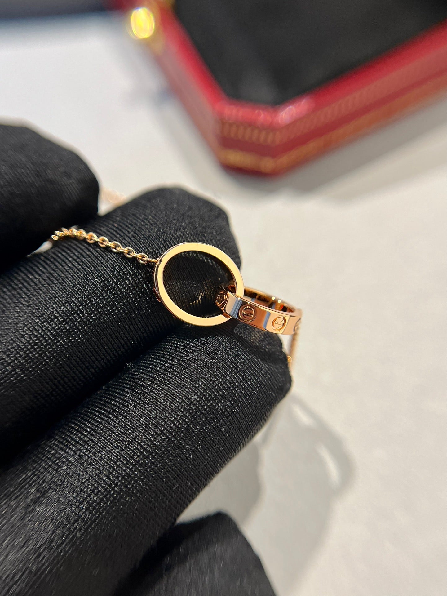 [Lumina]LOVE NECKLACE DOUBLE RING PINK GOLD
