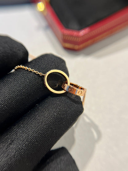 [Lumina]LOVE NECKLACE DOUBLE RING PINK GOLD