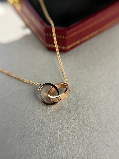 [Lumina]LOVE NECKLACE DOUBLE RING PINK GOLD