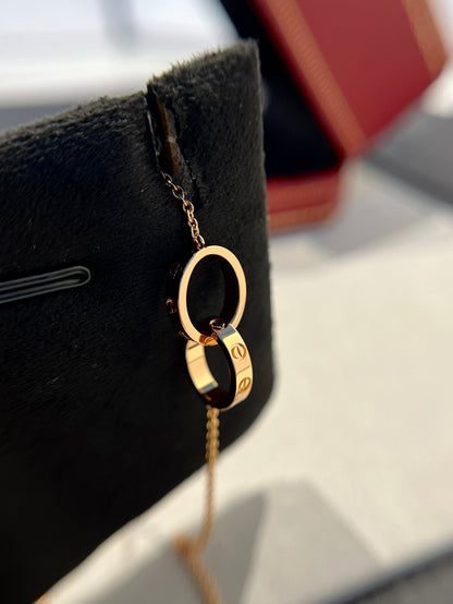 [Lumina]LOVE NECKLACE DOUBLE RING PINK GOLD