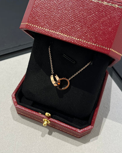 [Lumina]LOVE NECKLACE DOUBLE RING PINK GOLD