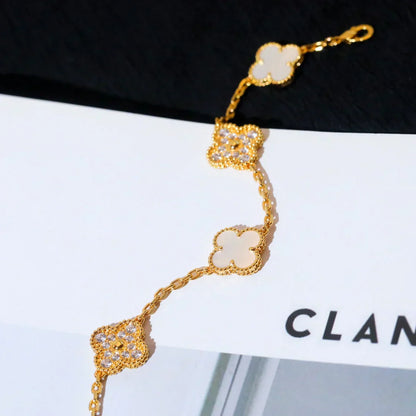 [Lumina]CLOVER WHITE PEARL MOP 5 MOTIF BRACELET COLLECTION