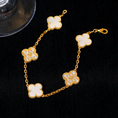[Lumina]CLOVER WHITE PEARL MOP 5 MOTIF BRACELET COLLECTION