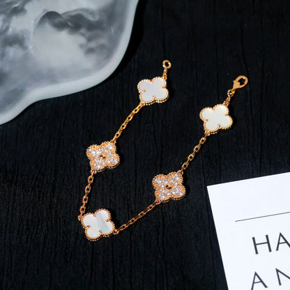 [Lumina]CLOVER WHITE PEARL MOP 5 MOTIF BRACELET COLLECTION