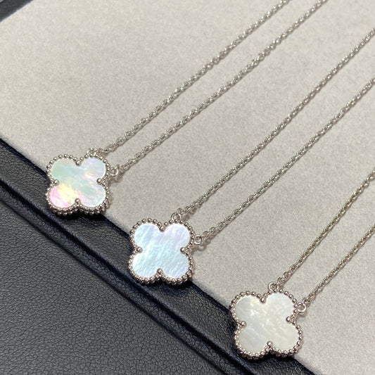 [Lumina]CLOVER MEDIUM SILVER WHITE MOP NECKLACE