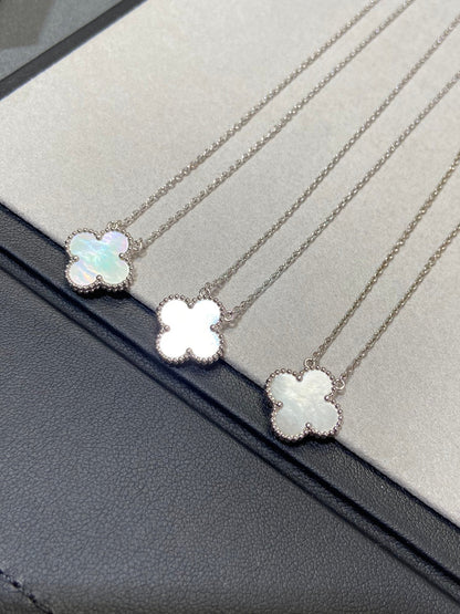 [Lumina]CLOVER MEDIUM SILVER WHITE MOP NECKLACE