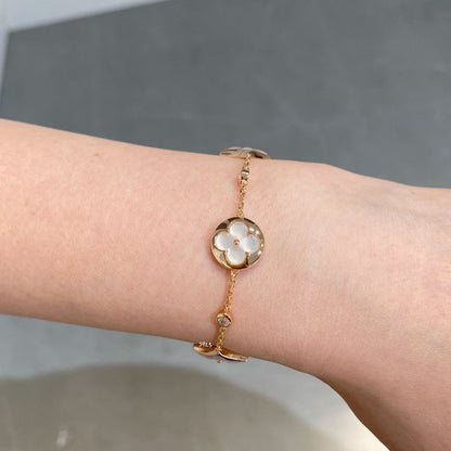 [Lumina]STAR AND SUN 4 MOTIF WHITE MOP PINK GOLD BRACELET