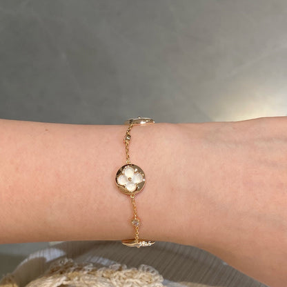 [Lumina]STAR AND SUN 4 MOTIF WHITE MOP PINK GOLD BRACELET