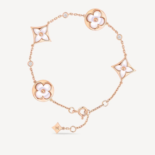 [Lumina]STAR AND SUN 4 MOTIF WHITE MOP PINK GOLD BRACELET