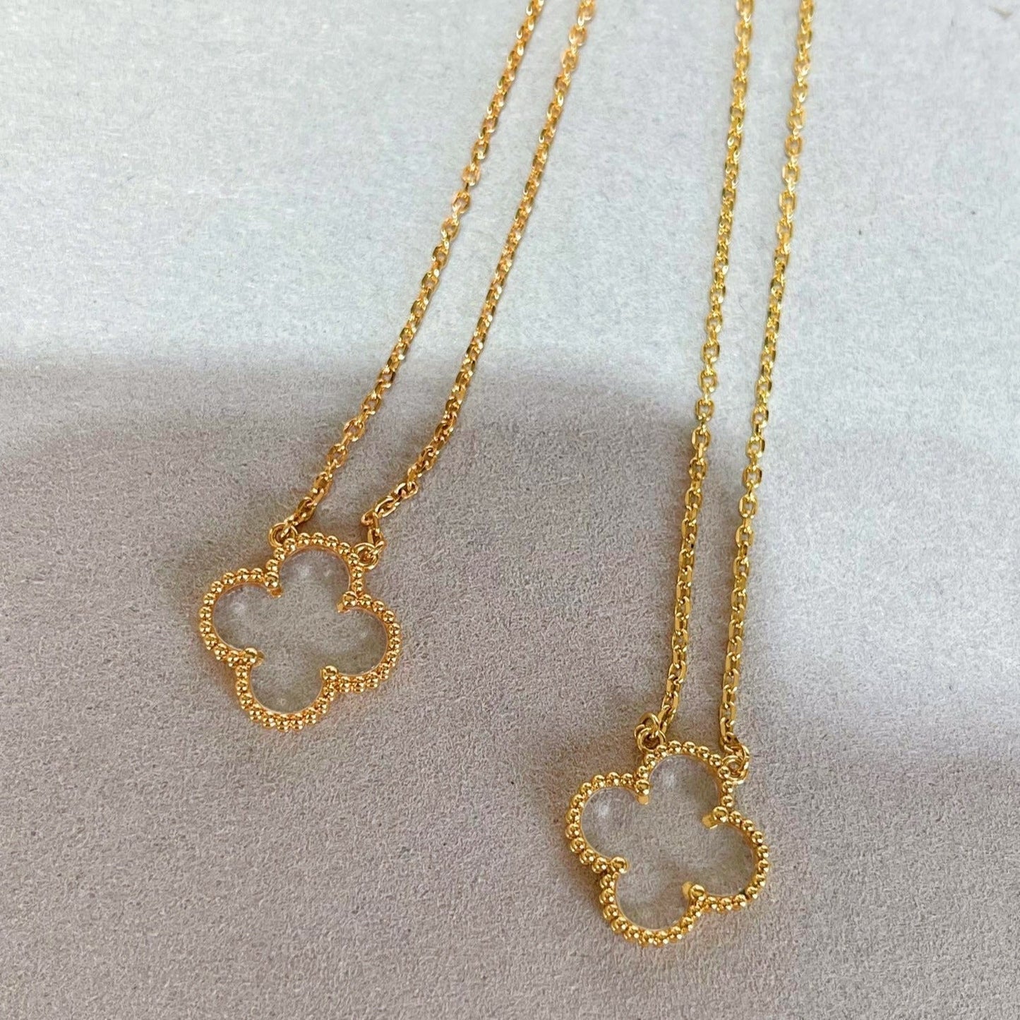 [Lumina]CLOVER ROCK CRYSTAL Lumina GOLD NECKLACE
