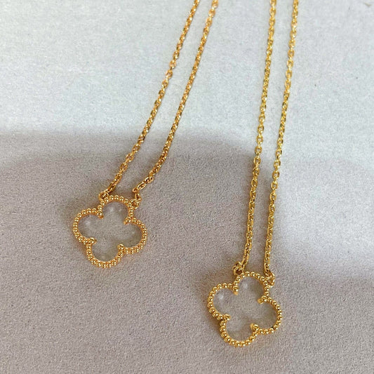 [Lumina]CLOVER ROCK CRYSTAL Lumina GOLD NECKLACE