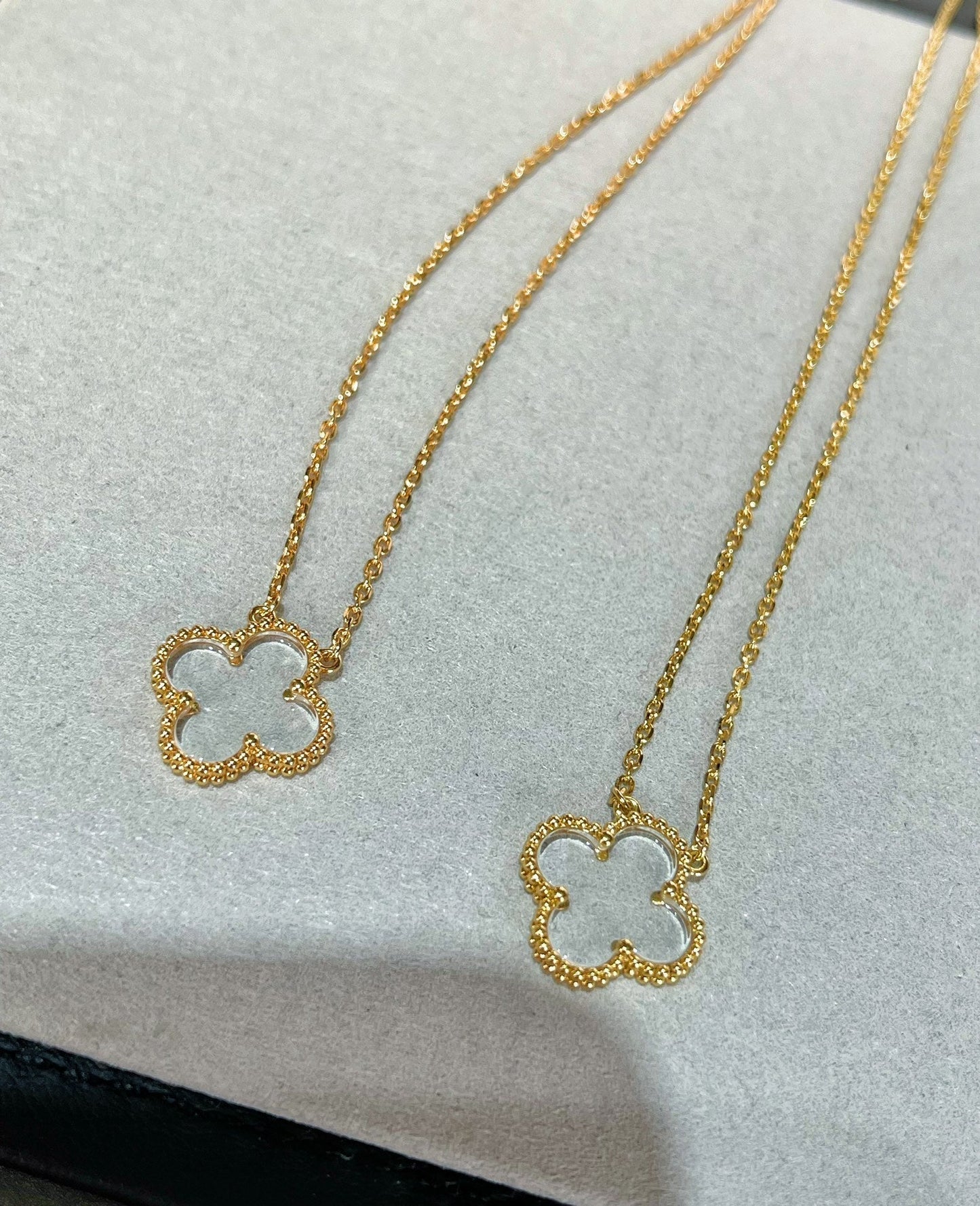 [Lumina]CLOVER ROCK CRYSTAL Lumina GOLD NECKLACE
