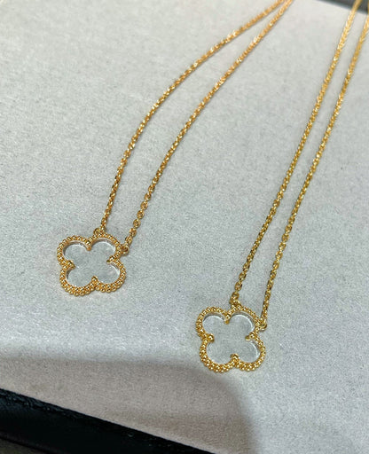 [Lumina]CLOVER ROCK CRYSTAL Lumina GOLD NECKLACE