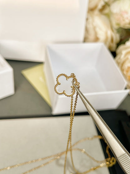 [Lumina]CLOVER ROCK CRYSTAL Lumina GOLD NECKLACE