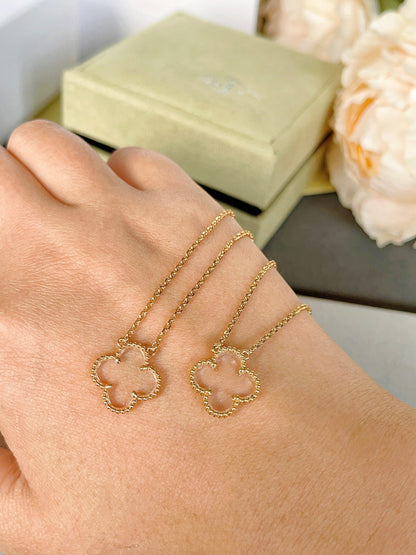 [Lumina]CLOVER ROCK CRYSTAL Lumina GOLD NECKLACE