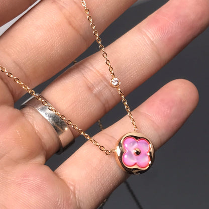 [Lumina]COLOR BLOSSOM PINK MOP SUN GOLD NECKLACE