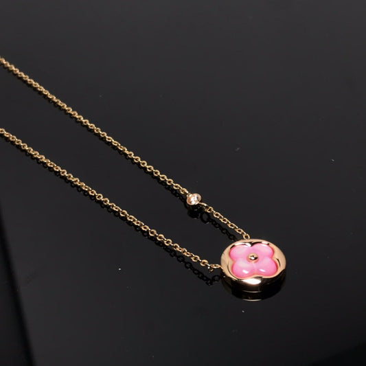 [Lumina]COLOR BLOSSOM PINK MOP SUN GOLD NECKLACE