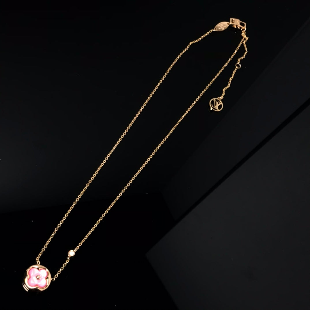 [Lumina]COLOR BLOSSOM PINK MOP SUN GOLD NECKLACE