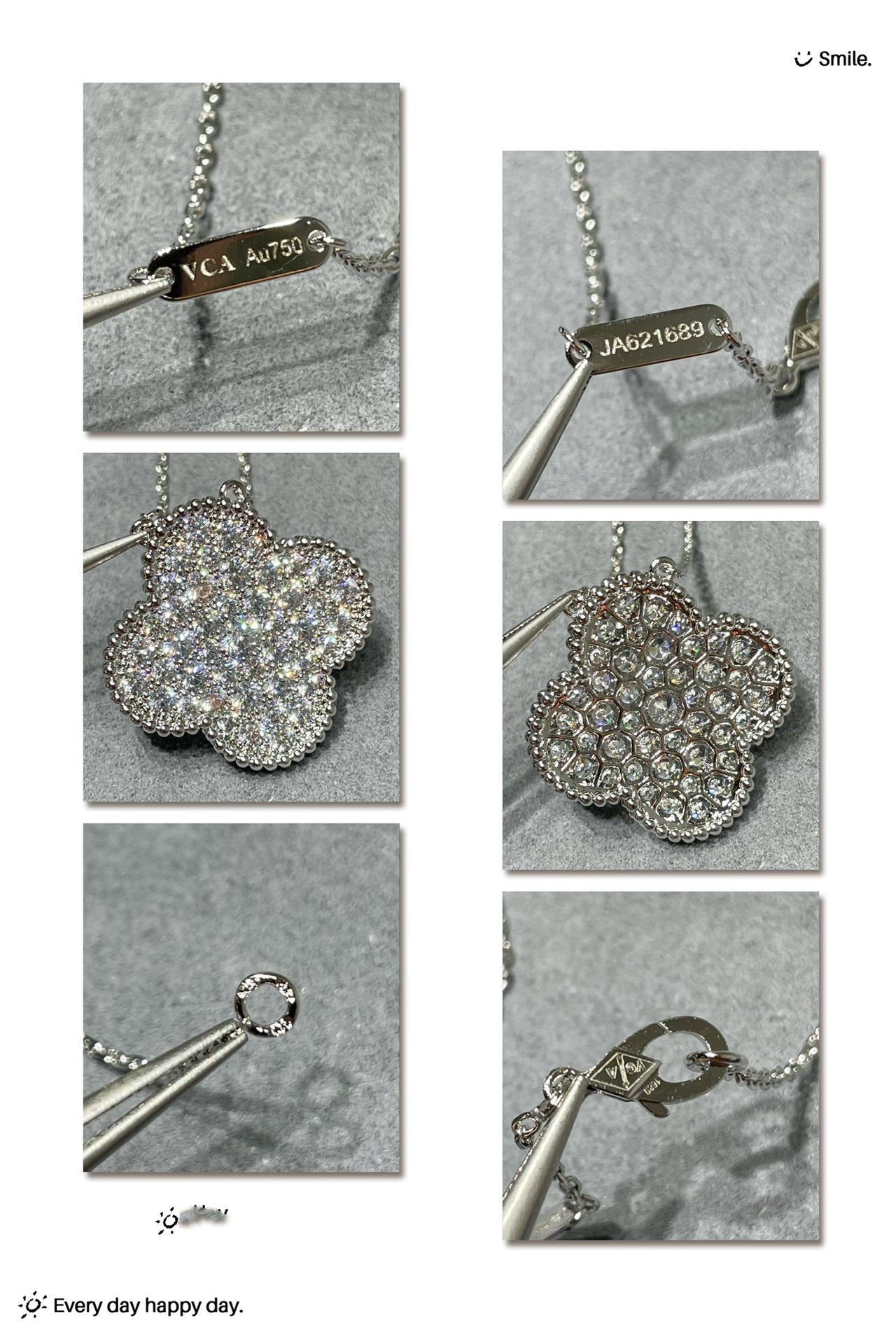 [Lumina]CLOVER 25MM LARGE PENDANT DIAMOND PAVED SILVER NECKLACE