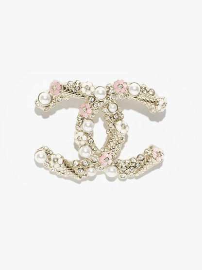 [Lumina]26C Pink-White Enamel Ice Cream Cone Double C Brooch