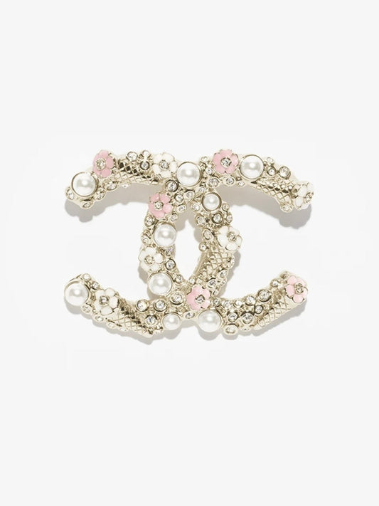 [Lumina]26C Pink-White Enamel Ice Cream Cone Double C Brooch