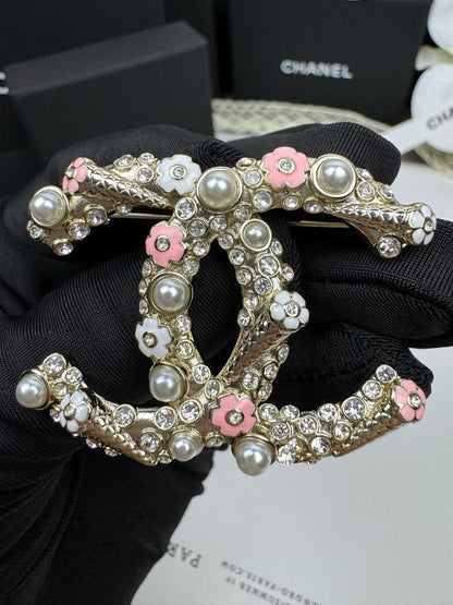 [Lumina]26C Pink-White Enamel Ice Cream Cone Double C Brooch
