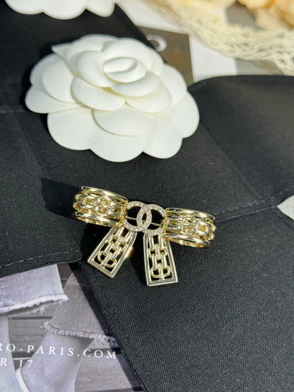 [Lumina]25K Hollow Bow Brooch