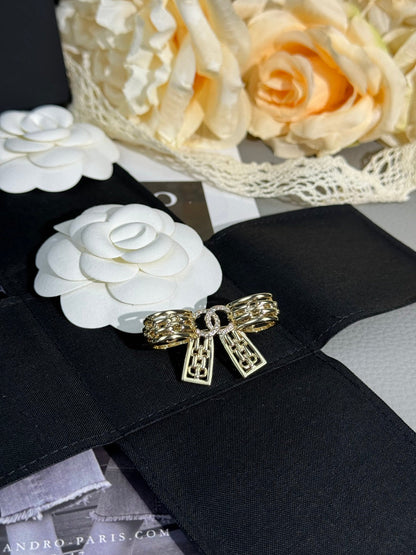 [Lumina]25K Hollow Bow Brooch